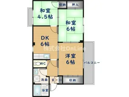 サンヴィレッジ上尾I(3DK/2階)の間取り写真