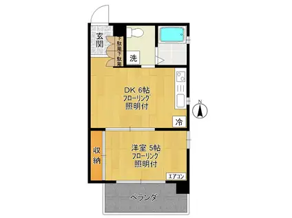 SATSUKI RESIDENCE(1DK/2階)の間取り写真
