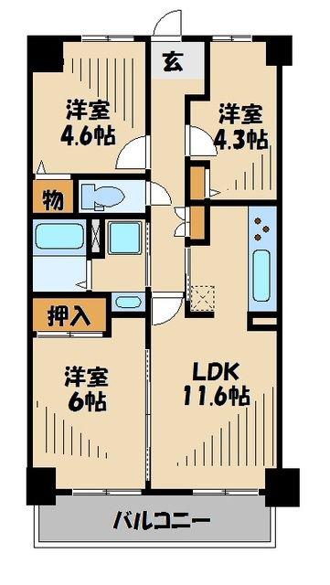 ワイズエメリールU(3LDK/12階)の間取り写真