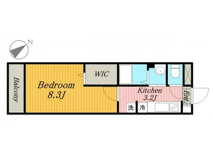 ルミエール二子(1K/1階)の間取り写真