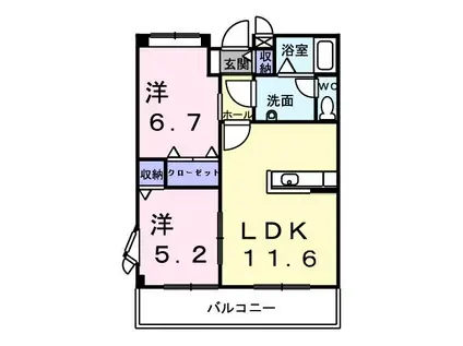 クレセール(2LDK/2階)の間取り写真