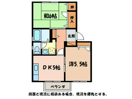 フレグランス大町 D(2K/1階)の間取り写真