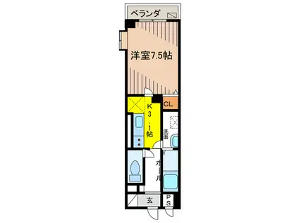 グレースコート大平(1K/3階)の間取り写真