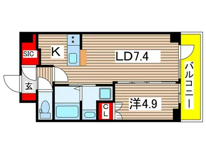 アルファプライム東陽町(1LDK/10階)の間取り写真