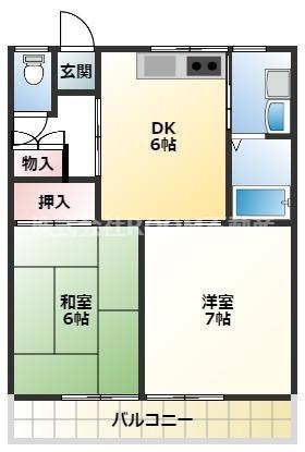 ピュアコート高橋(2DK/2階)の間取り写真