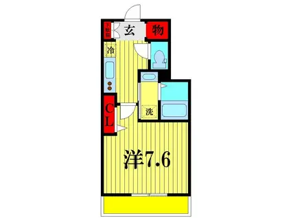 リヴェック東松戸(1K/1階)の間取り写真