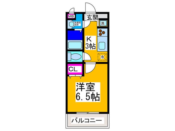 シャルマンフジもずウエスト(1K/3階)の間取り写真