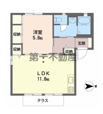 ラ・クレール(1LDK/1階)の間取り写真