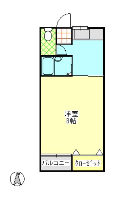 クリーミーハウス(1K/2階)の間取り写真