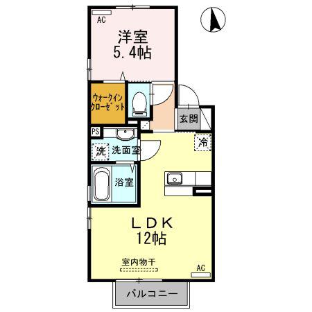 クレセント I(1LDK/2階)の間取り写真