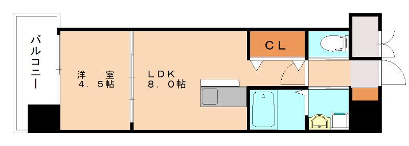 アクシオ三萩野II(1LDK/11階)の間取り写真