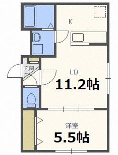 ローベン東札幌(1LDK/2階)の間取り写真