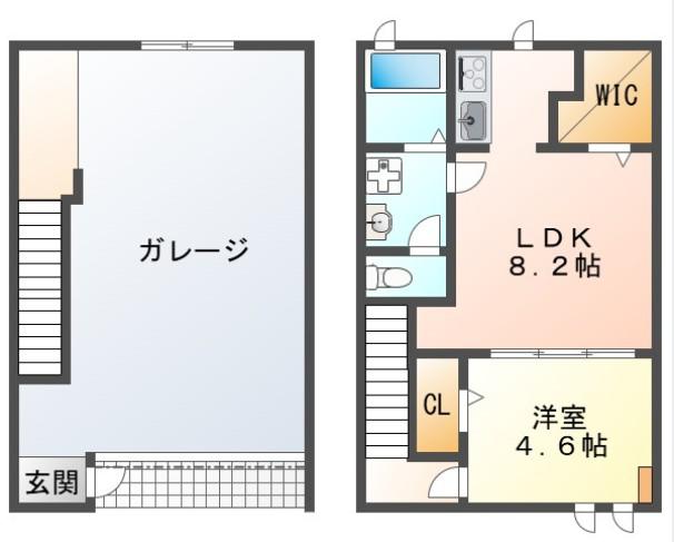 CASA MODERNO(1LDK/1階)の間取り写真