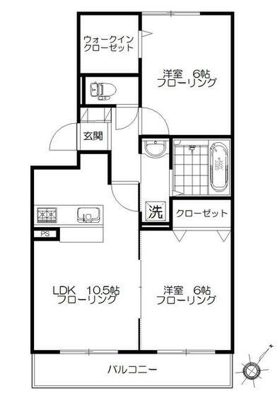 ESPERANZA富士(2LDK/3階)の間取り写真