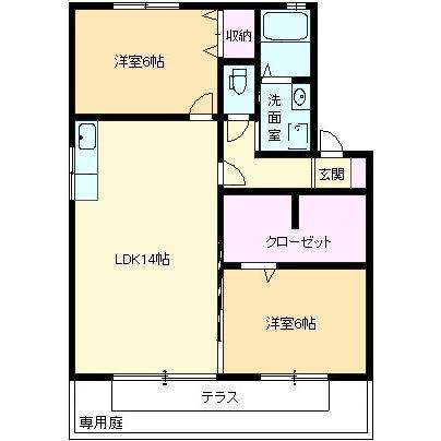マイ・ステージ(2LDK/1階)の間取り写真