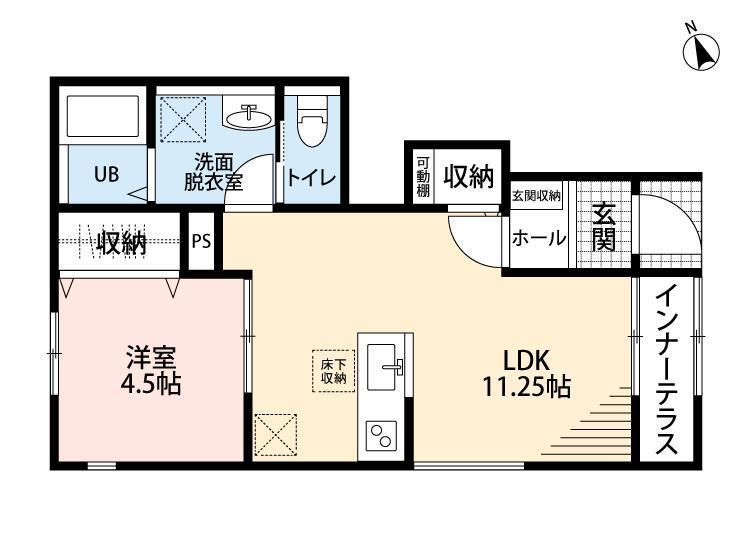 リーブルファイン春日部樋堀(1LDK/1階)の間取り写真