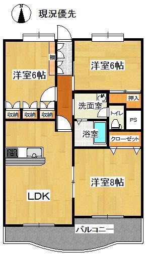 ダイヤ17清住(3LDK/1階)の間取り写真
