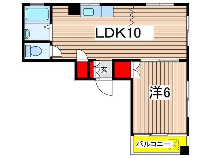 大崎ビル(1LDK/2階)の間取り写真