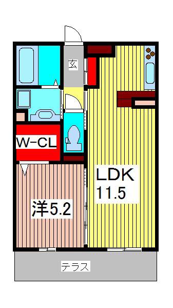 リヴェールII(1LDK/3階)の間取り写真