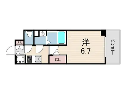 アドバンス神戸マーレ(1K/7階)の間取り写真