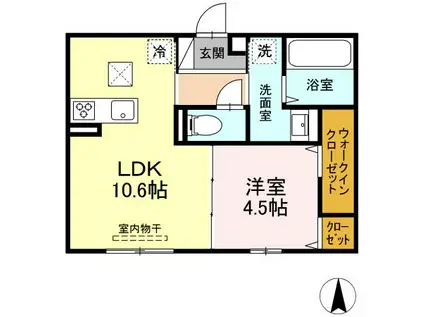 シャインテラス(1LDK/1階)の間取り写真
