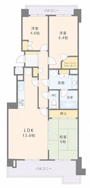 リベーラガーデンA棟(3LDK/6階)の間取り写真