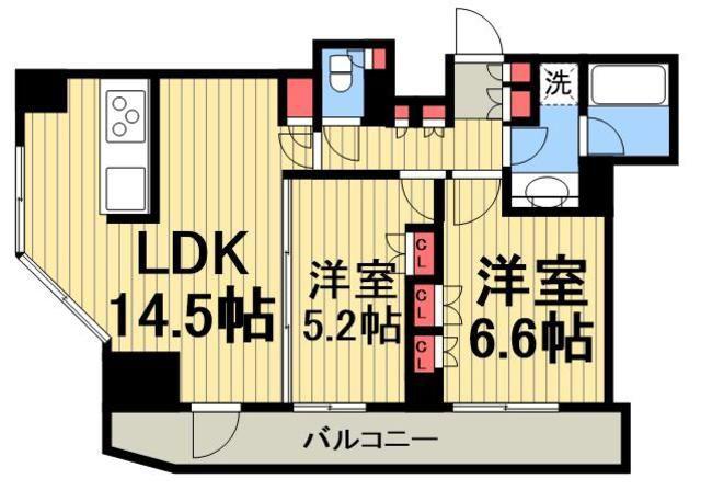 パークキューブ愛宕山タワー(2LDK/9階)の間取り写真