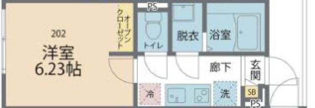 カインドネス篠崎(1K/2階)の間取り写真