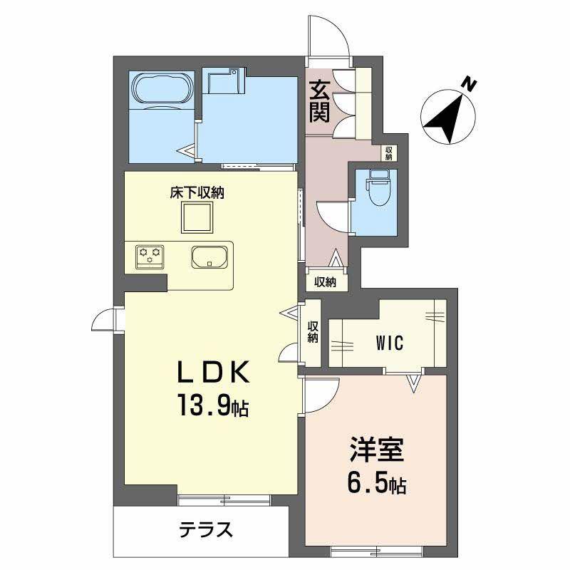 シャーメゾン・ユニヴェール(1LDK/1階)の間取り写真