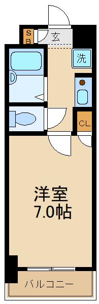 ベルシティ(1K/6階)の間取り写真