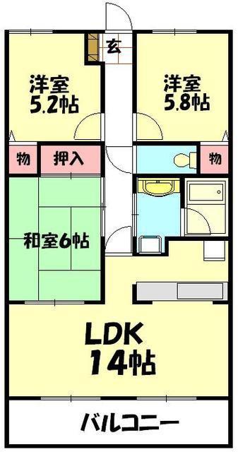 ストークマンション上尾浅間台3丁目(2SLDK/2階)の間取り写真