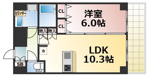 プレサンス大阪城公園パークプレイス(1LDK/9階)の間取り写真