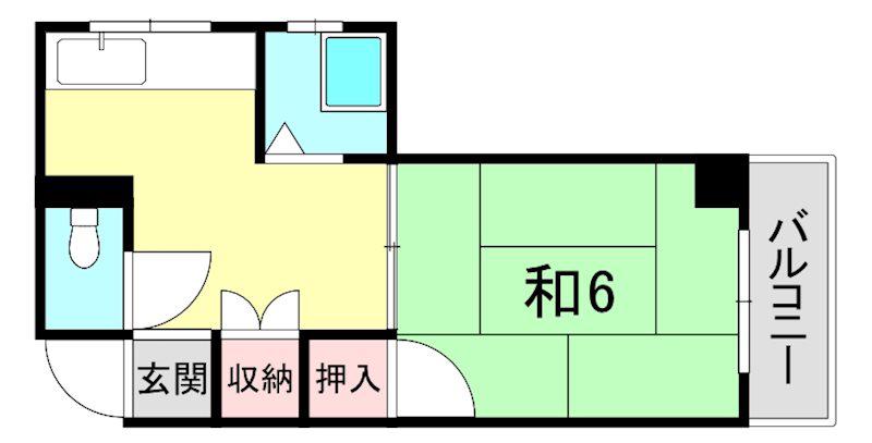 ダイヤマンション(1DK/3階)の間取り写真