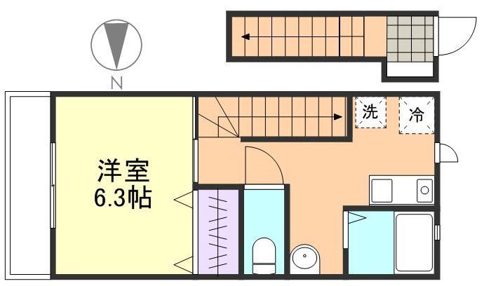 CASA ウエスト(1K/2階)の間取り写真