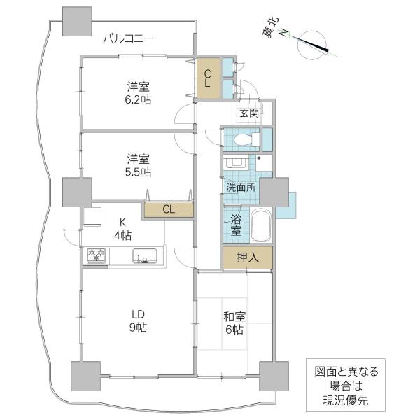 シャトーアトラス(3LDK/9階)の間取り写真