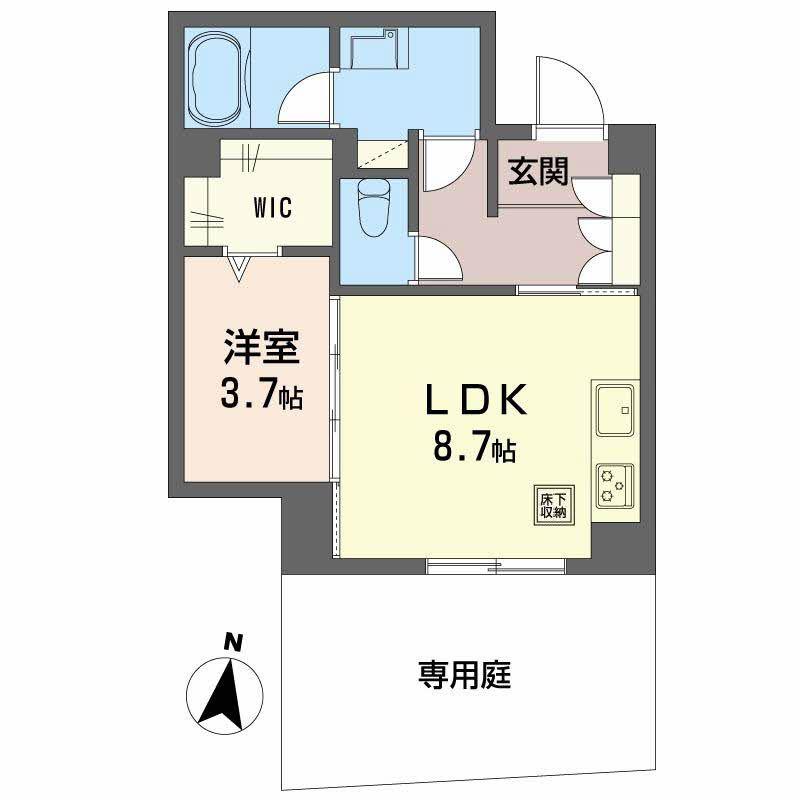 シャーメゾン ウィステリア(1LDK/1階)の間取り写真