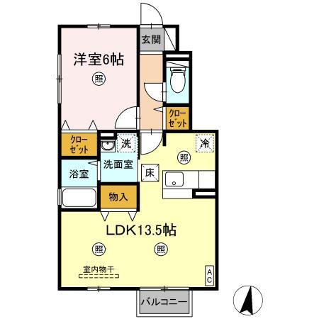 サンボナール(1LDK/1階)の間取り写真