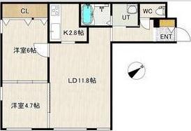 LIFE LINE7(2LDK/3階)の間取り写真