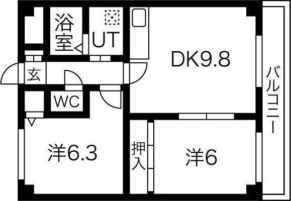 パークサイドテラス(2DK/1階)の間取り写真