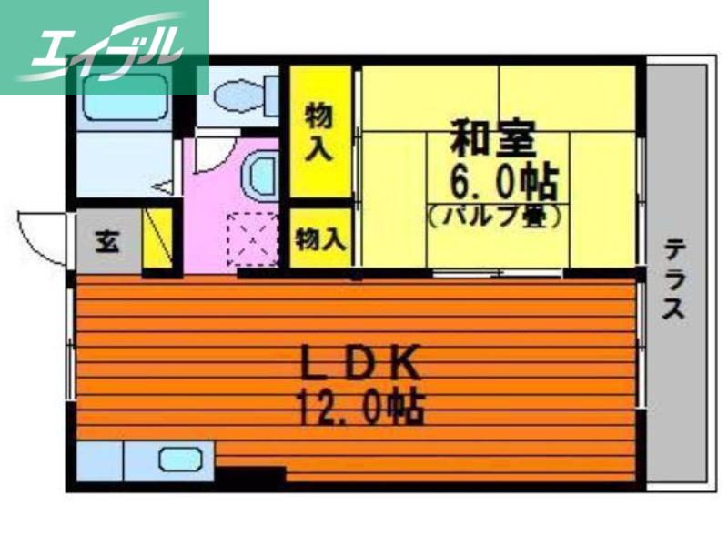 プレジール山河(1LDK/1階)の間取り写真