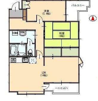 ビューハイツ小山(2LDK/3階)の間取り写真