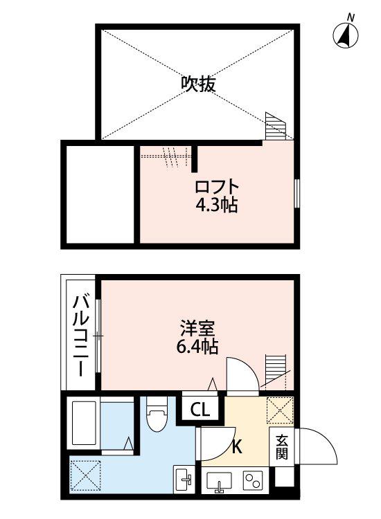 ガーデンオアシス(1K/2階)の間取り写真