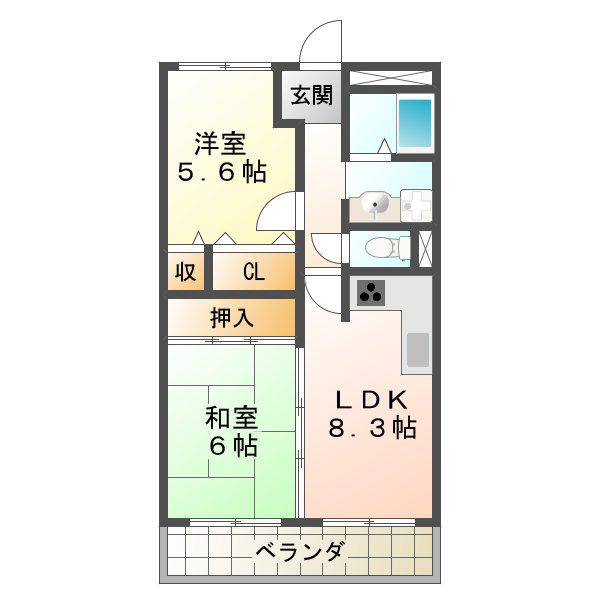 フォレスト星陵台(2LDK/2階)の間取り写真