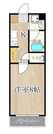 CITY SPIRE幸町(1K/2階)の間取り写真