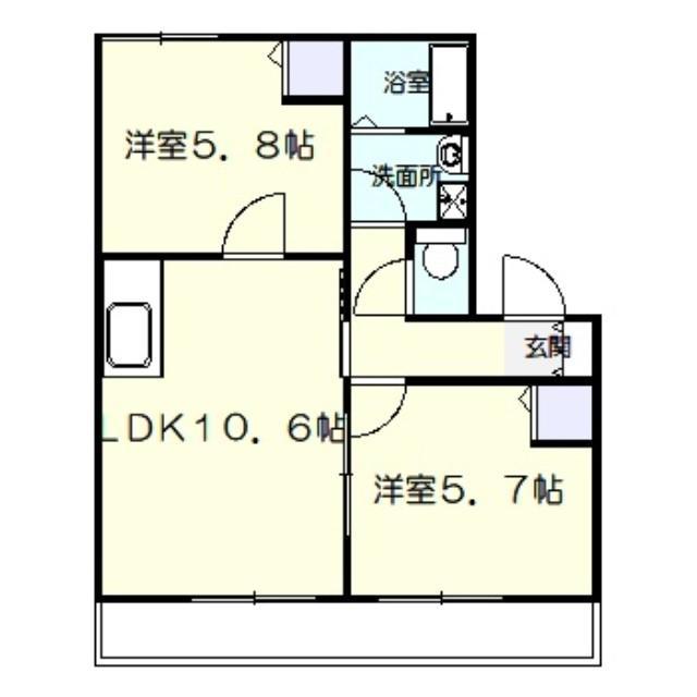 メゾンES A(2LDK/2階)の間取り写真