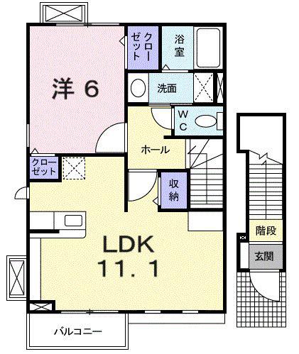 アプローズヒル(1LDK/2階)の間取り写真