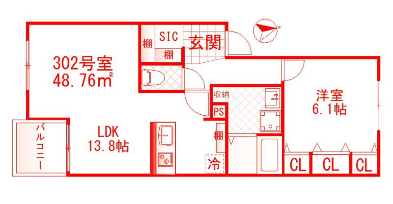 ヴィラージュ戸塚I(1LDK/3階)の間取り写真