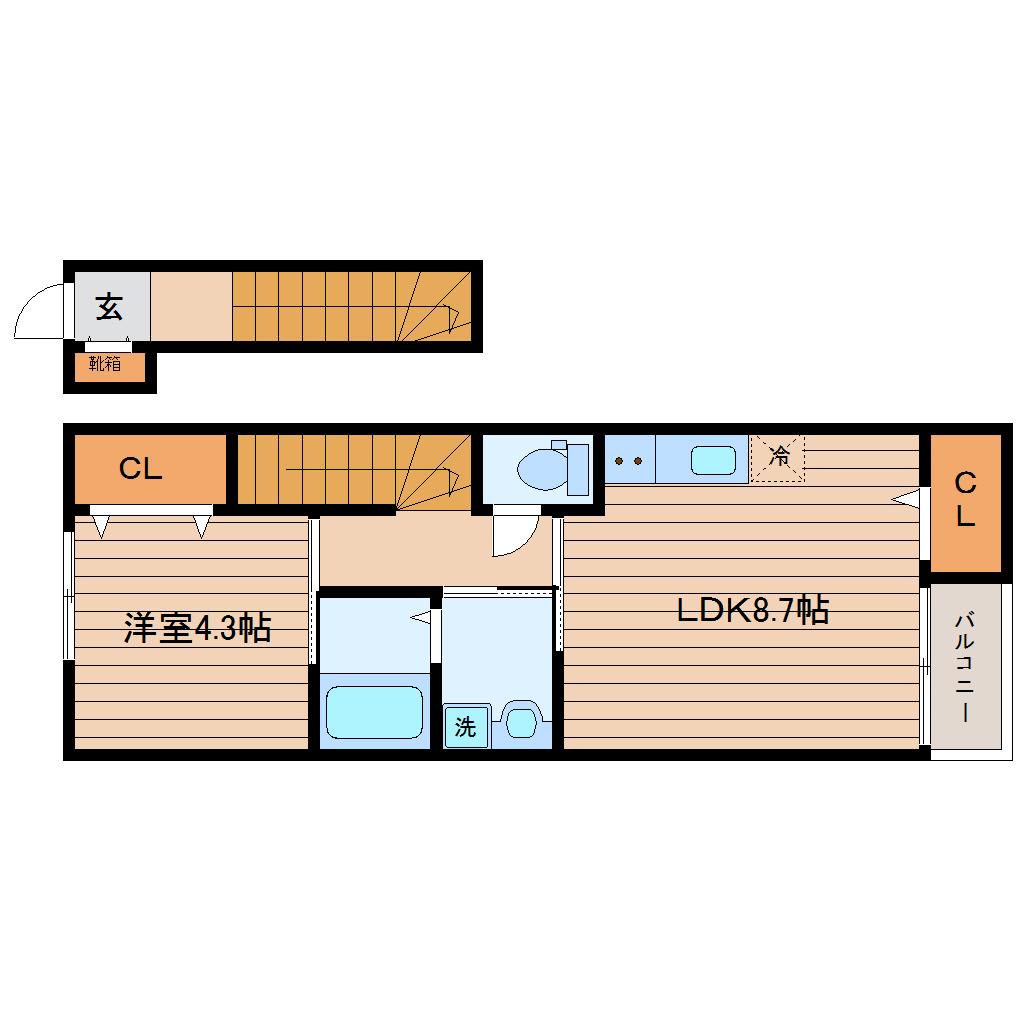 ポートII(1LDK/2階)の間取り写真