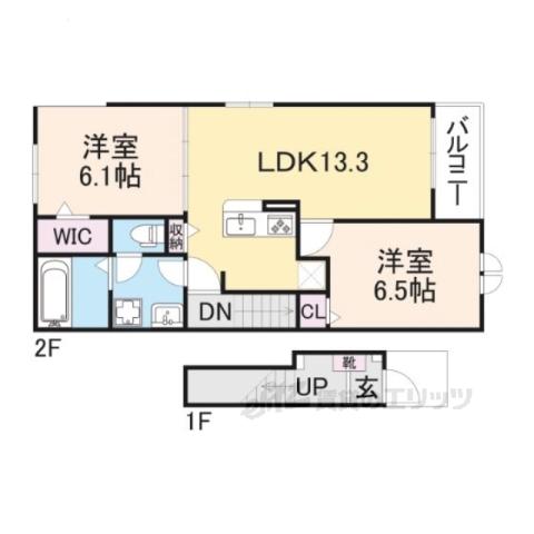 サニータウン横田Ⅰ(2LDK/2階)の間取り写真