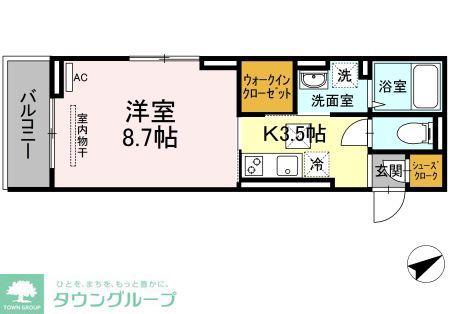 ERDE城北(1K/1階)の間取り写真